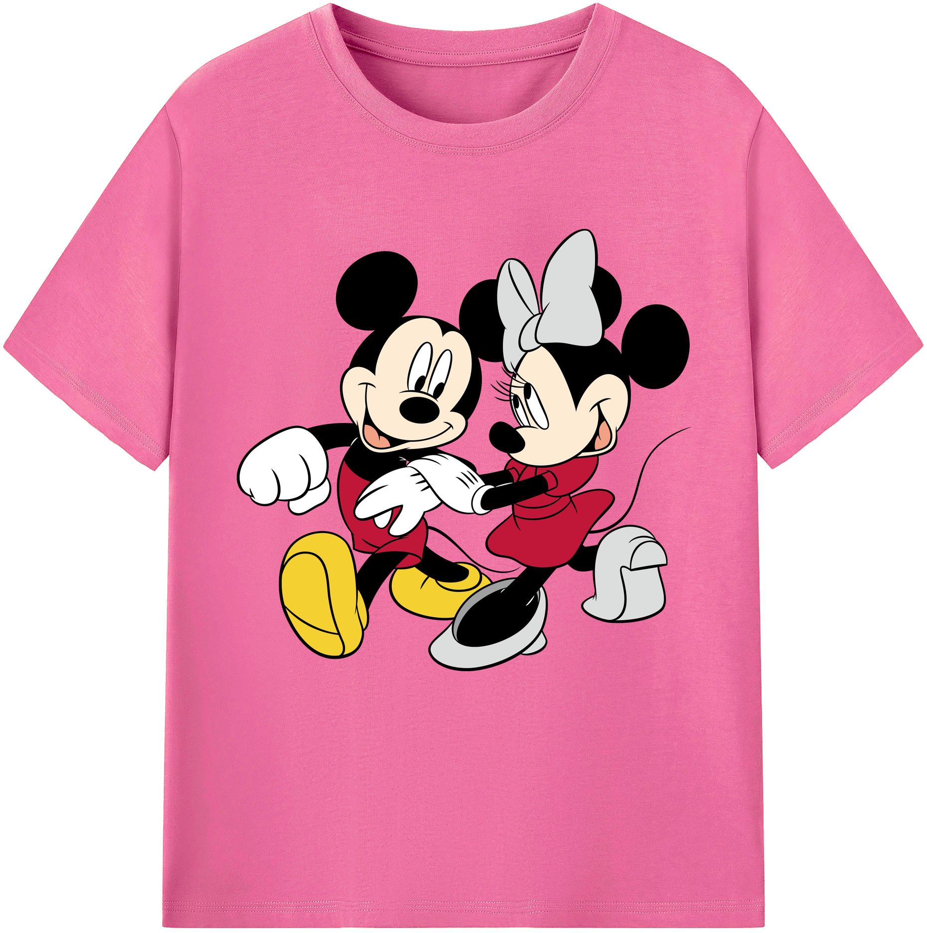 （画像用） ミッキーマウス Mickey Mouse レディースカジュアルプリントTシャツ（綿100％）